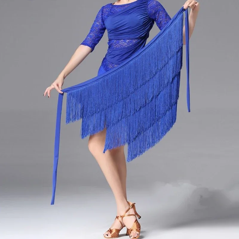 Женская юбка для латиноамериканских танцев ассиметричный шарф на бедрах