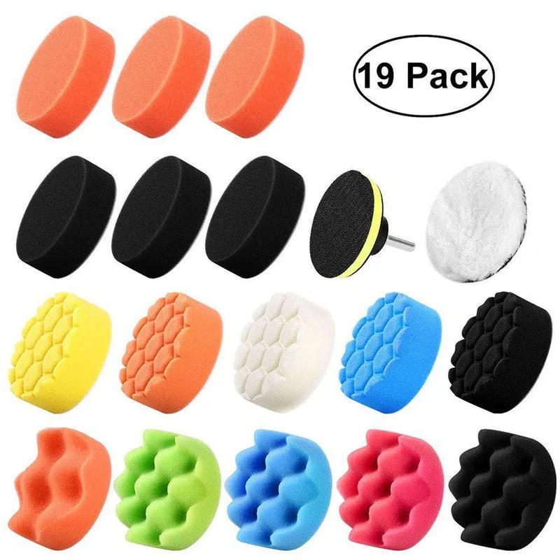 

19Pcs 3 Inch Car Polishing Pad Sponge Buffing Waxing Clean Polish Buffer Drill Wheel Polisher Removes Scratches Car Repair
