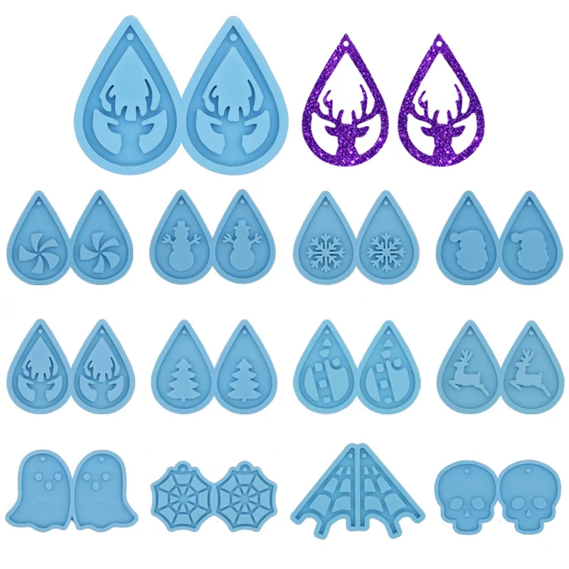 

Christmas/Halloween Earrings Silicone Molds for Epoxy Resin Creative Necklace Pendant Decorative Resin Mold Jewelry Making Tools