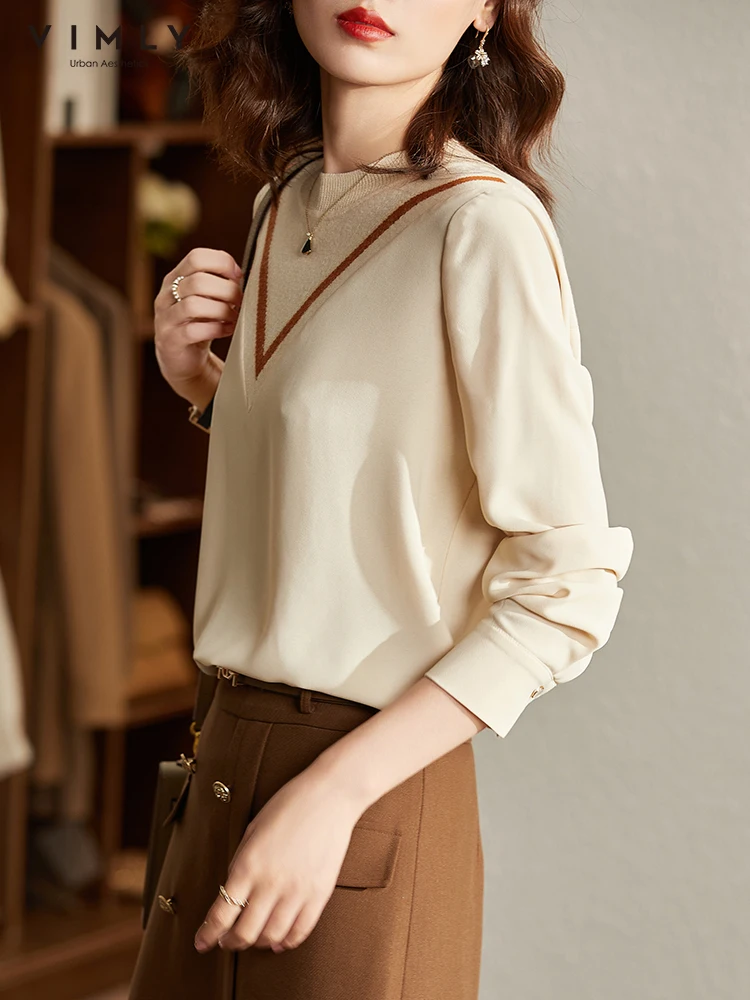 Элегантная шифоновая блузка VIMLY рубашки для женщин 2022 корейский свитер с