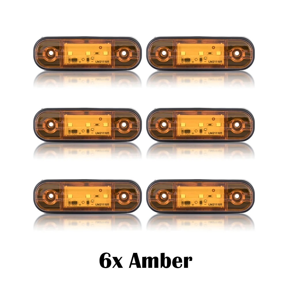 

6x/10x 12V 24V 3 светодиодных внешних боковых габаритных фонаря Овальный сигнал дорожного просвета Прицеп Грузовик Лампа автомобиля Оранжевый Белый Красный Водонепроницаемый