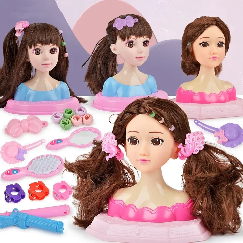 

Забавная детская модель головы, кукла на половину тела, игрушка, имитация парикмахерской, макияж, художественный макияж, прическа, игрушки для игрового домика, подарок для девочек