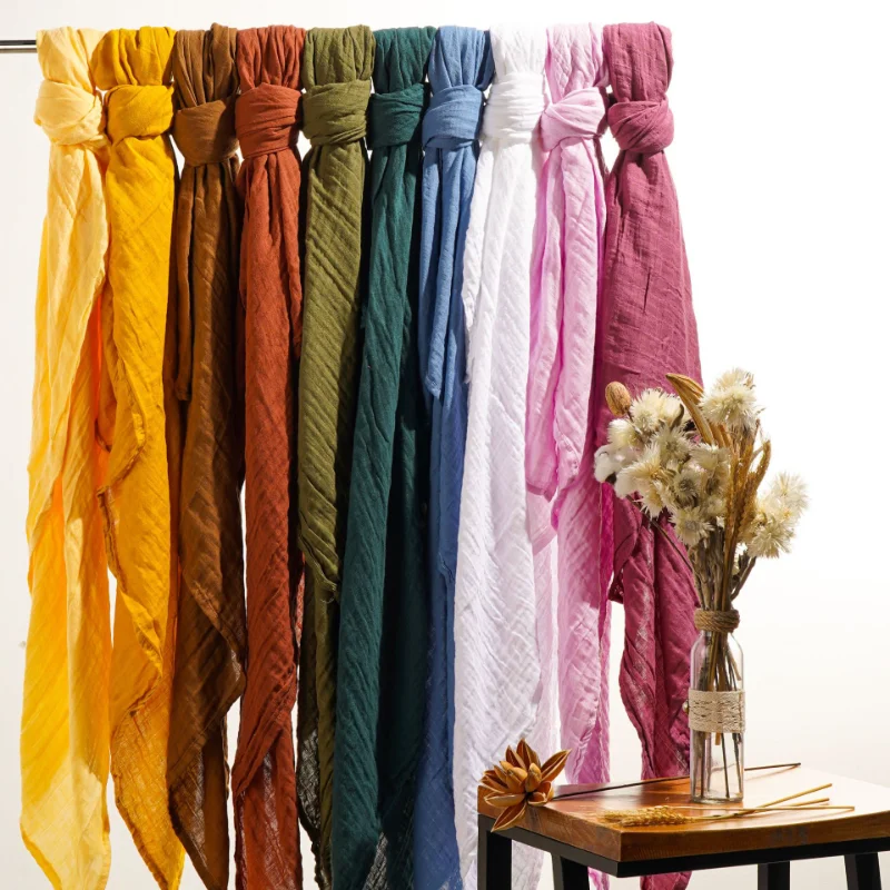 

Мягкое детское одеяло из чистого хлопка для новорожденных, дышащее однотонное двойное Марлевое банное полотенце, одеяло, шарф