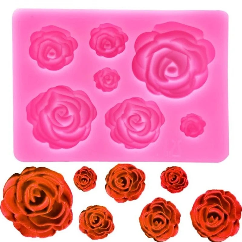 

Rose Flower Silicone Molds Wedding Cupcake Topper Fondant Cake Decorating Tools Sugarcraft Candy Clay Chocolate Gumpaste Moulds