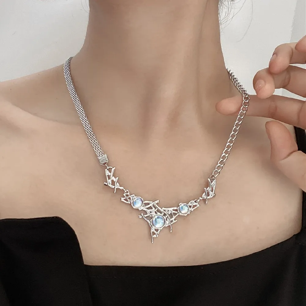 

Женская цепочка до ключицы, серебристая подвеска в стиле панк, Y2K