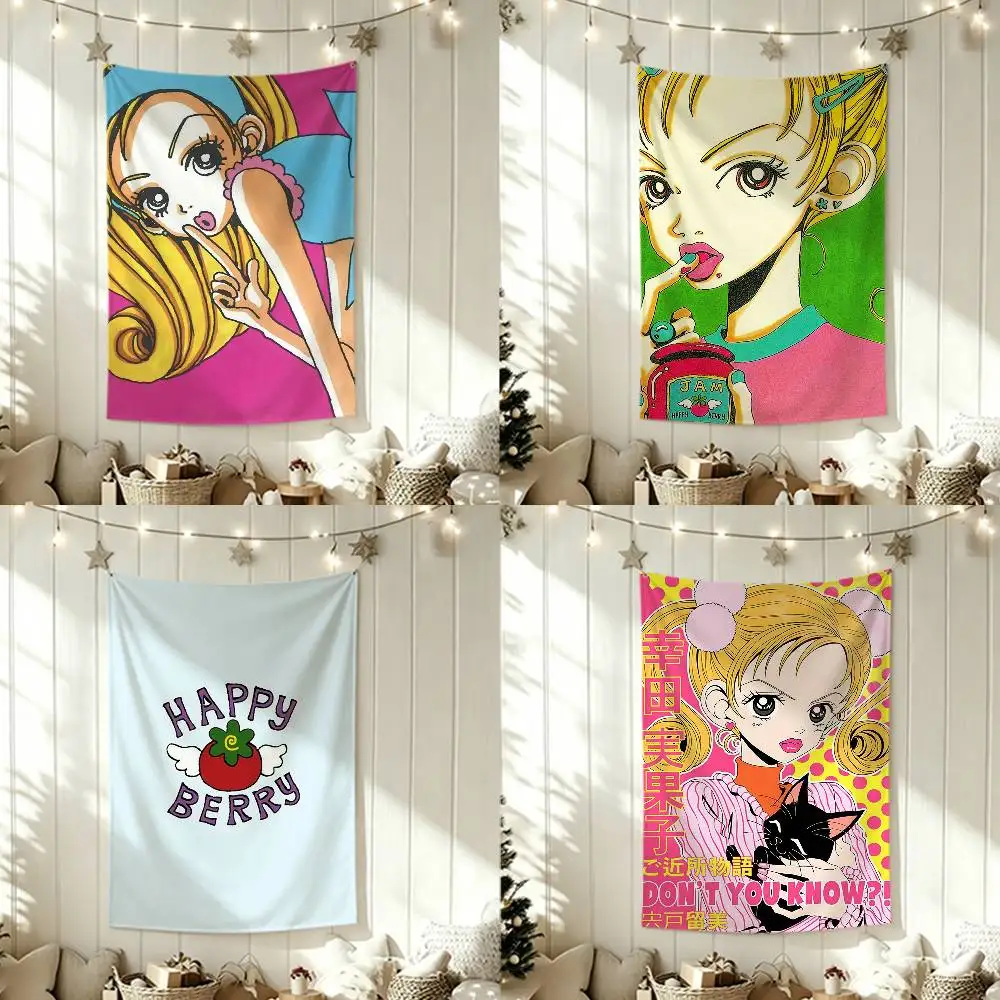 Фото H-Happy Berry K-Kouda Mikako Настенный гобелен-флаг для улицы, гаража, комнаты, декоративный фон-плед №1