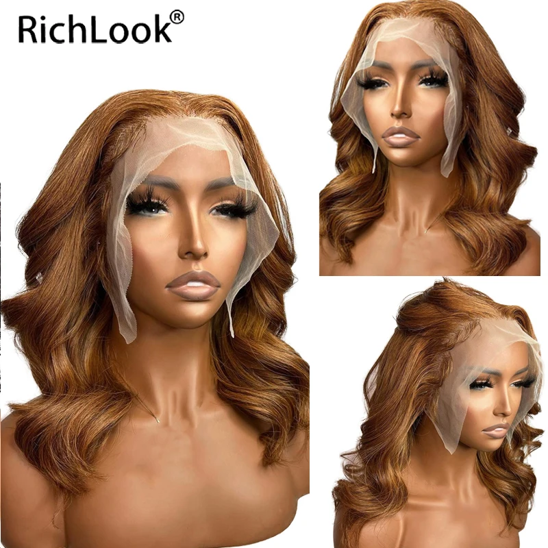 

Короткие свободные волнистые волосы, коричневые, шоколадные, медовые, светлые, 13X 4, человеческие волосы на сетке спереди, 4x4, парики на передней сетке для чернокожих женщин