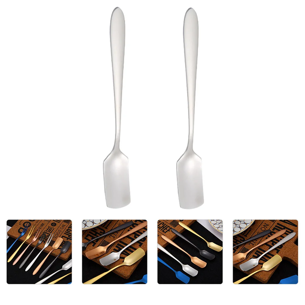 

2Pcs Spoons Flat Spoons Stainless Steel Dessert Spoons Fruit Spoons Spoons Teasppon for Cake Rice Coffee Appetizer Snack