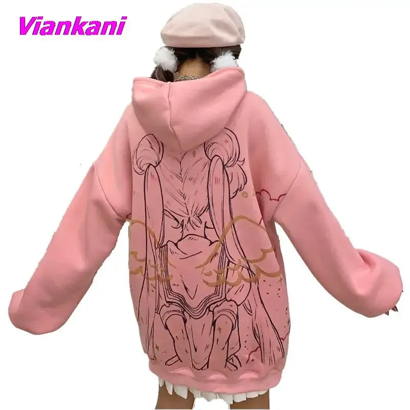 

Кавайная Аниме Толстовка для женщин Harajuku Сейлор Мун милый мультяшный корейский Повседневный Свитшот Модный пуловер с графическим принтом Новинка 2023