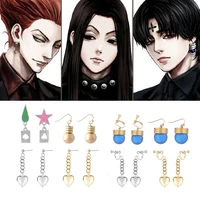 anime hunter x hunter hisoka earrings for women men cosplay heart earring costume prop anime jewelry fans gift