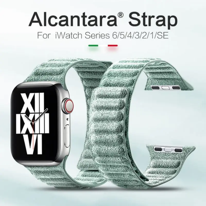 Italy Alcantara Magnetic Genuine Leather Strap For Apple Watch 38 40 42 44 mm Smart Watch Band For iWatch 7 5 6 4 3 SE Bracelet