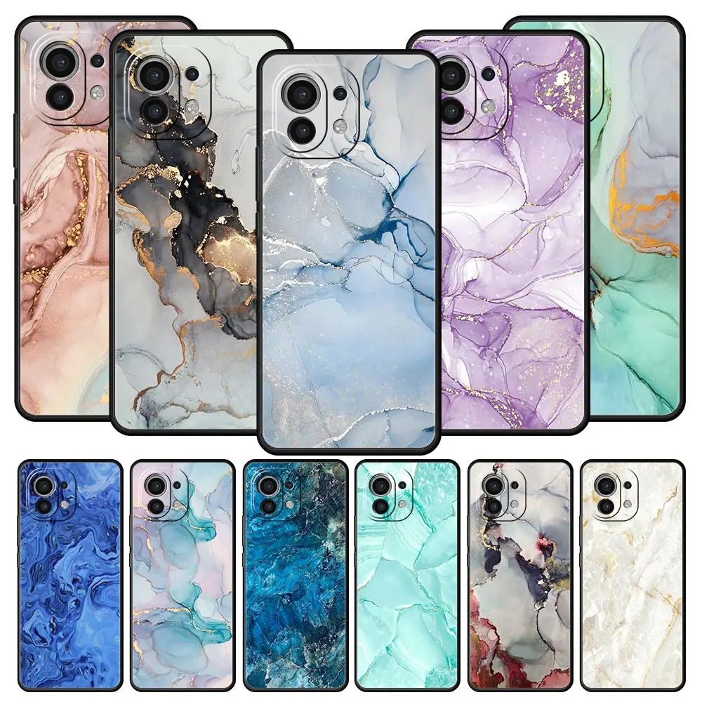 

Marble ink and wash Phone Case For Xiaomi 13 12 11 Lite 12T 11T 10T 9T Mi Poco X5 M4 M3 X4 X3 Pro F5 F4 F3 GT 5G Black Cover