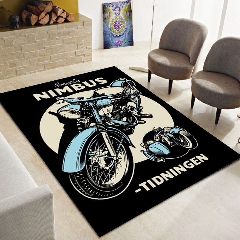 Retro vintage motorcycle carpet in large size,living room,bedroom sofa carpet,kitchen, bathroom door mat,non slip floor mat gift