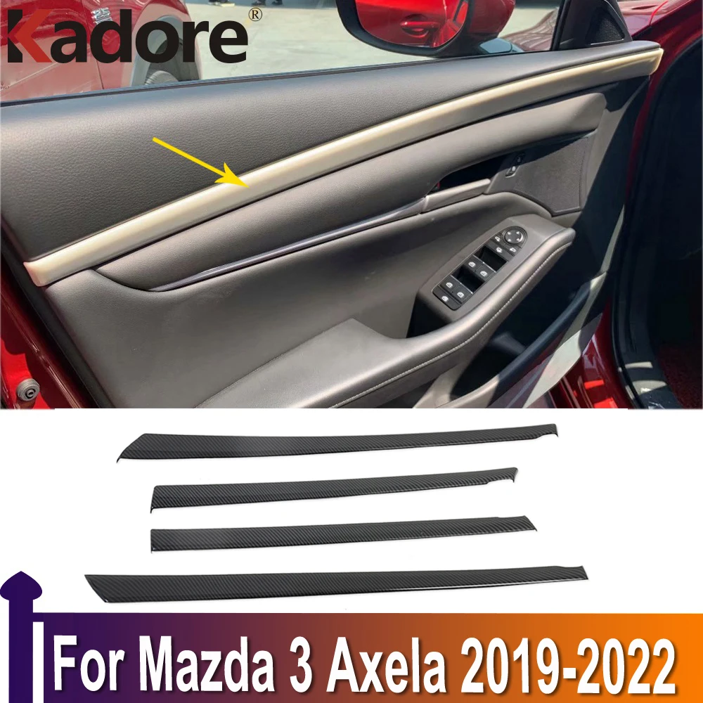 

For Mazda 3 M3 Axela 2019-2021 2022 Interior Door Decoration Moulding Cover Trim Protection Stickers Accessories Carbon Fiber
