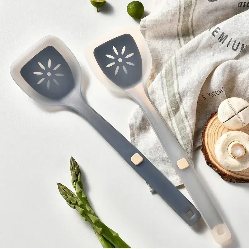 

Hanging Kitchen Steel Handle Cooking Long Core, Silicone Translucent Non-stick With Wall Utensil Stainless Inner Spatula Turner