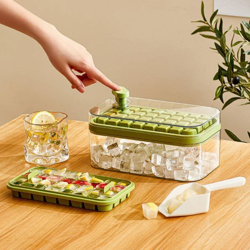 

Быстросъемные формы для льда, пресс-форма с одной кнопкой, многоразовая коробка для льда «сделай сам», лоток для льда с коробкой для хранения, устройство для изготовления кубиков льда