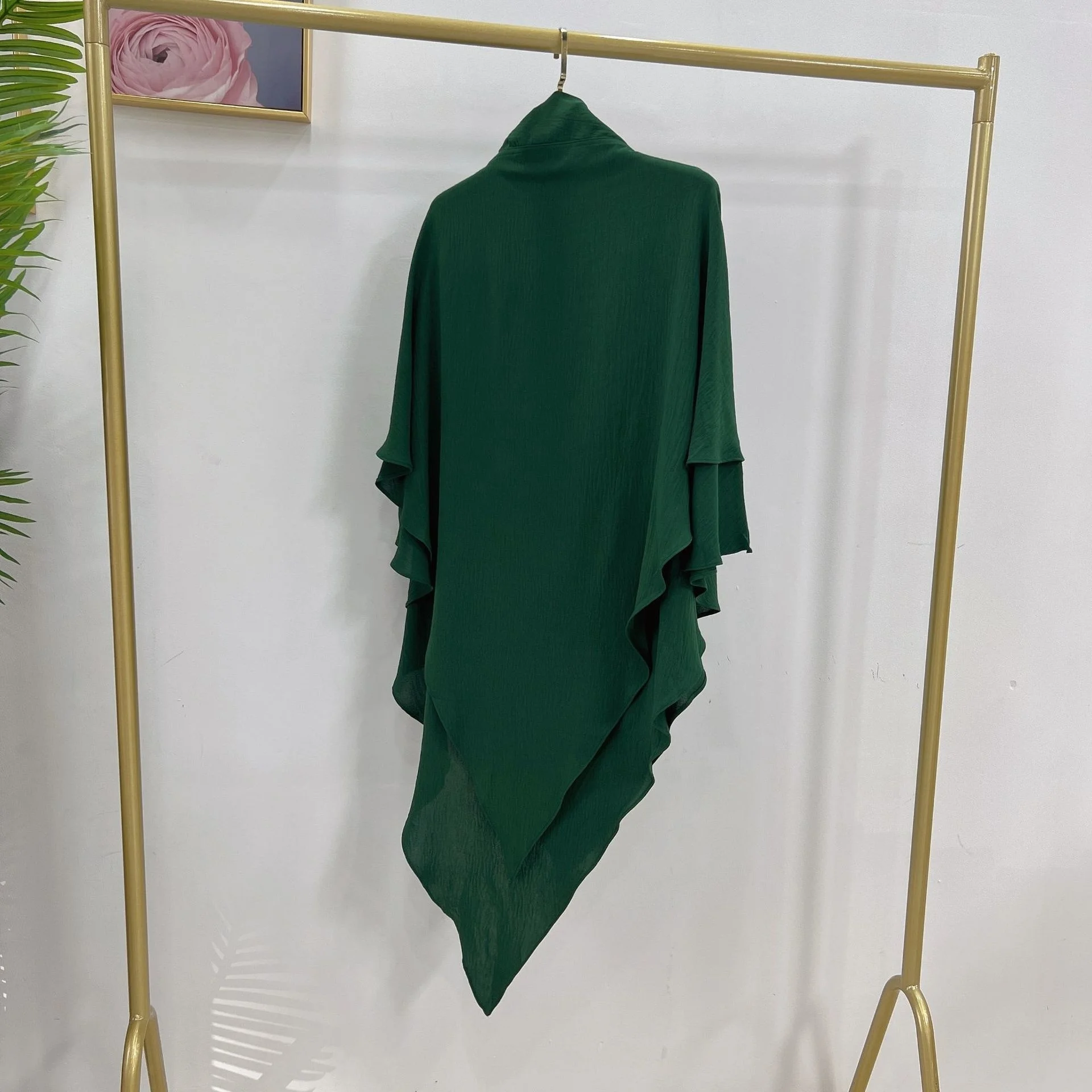Long Khimar Hijab Scarf Wrap 2 Layers Crepe Voile Femme Musulman Muslim Fashion Ramadan Prayer Hijabs Wholesale Islamic Clothing