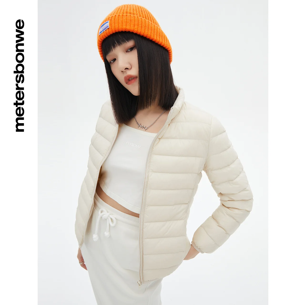 Metersbonwe Ultralight Basic Stand Collar Down Jackets Women 90%White Light Soft Duck Down Warm Warm Wer Slim Winter Down Coat