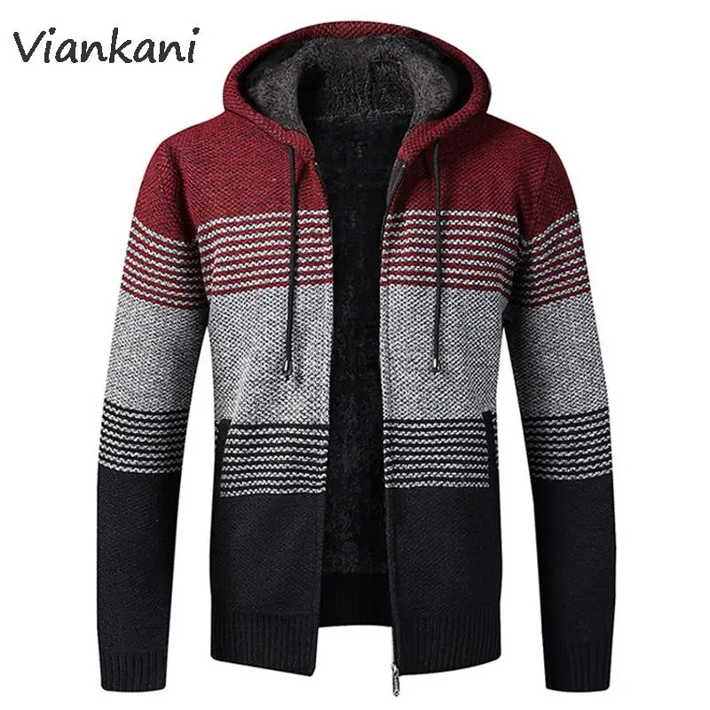 

2022 New Men Autumn Winter Jacket Warm Cashmere Casual Wool Zipper Slim Fit Fleece Jackets Men Vintage Knitwear Male Coats