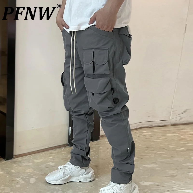 

PFNW 2023 Autumn Men's Overalls Korean Fashion Brand Wide Leg Multi Pocket Sports Pencil Pants Safari Style Trousers 12A7383