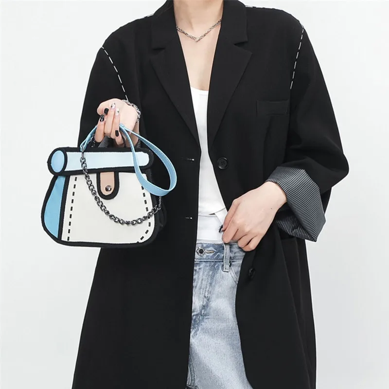 Стильная Холщовая Сумка для женщин милая сумочка кросс-боди с 2D рисунком