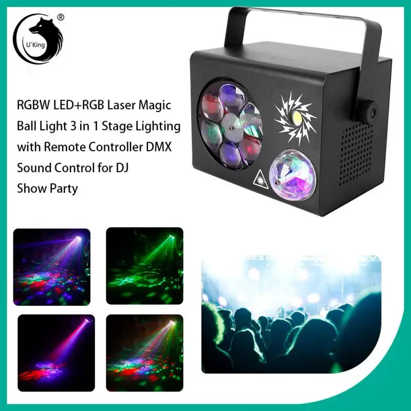 5IN1 LED Gobo Strobe Dyeing Magic Ball 32 Patterns Laser Projector Stage Lighting Effect DJ Disco Party Dance Wedding Lamp