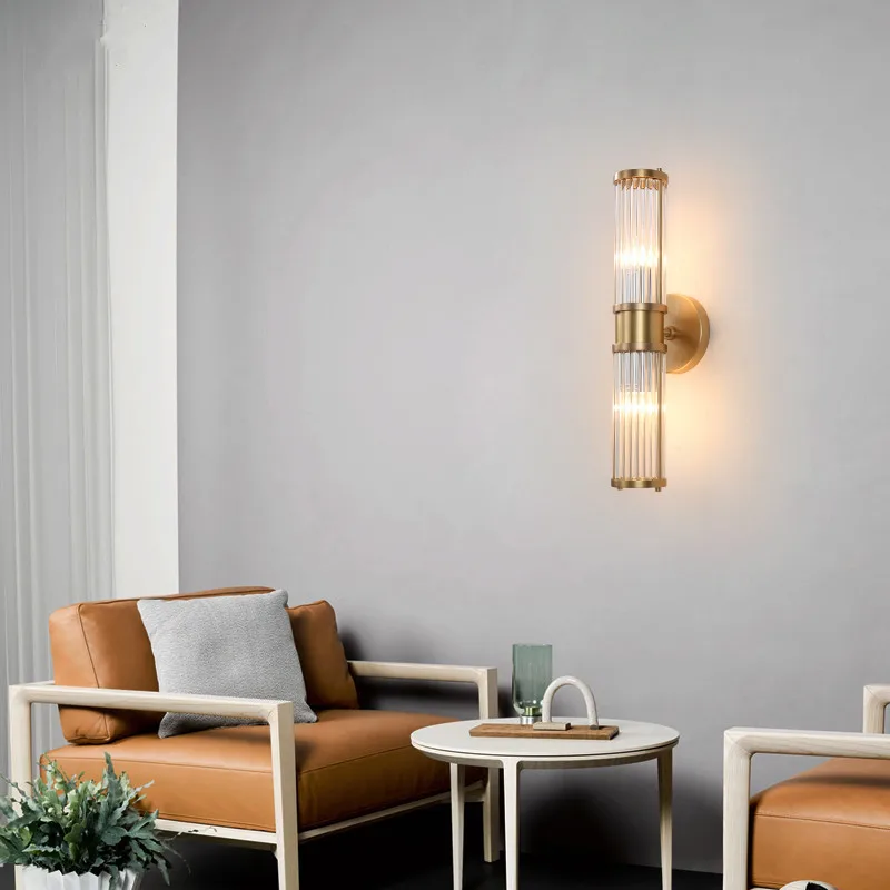Европейские Стеклянные Цилиндрические настенные светильники фойе кровати
