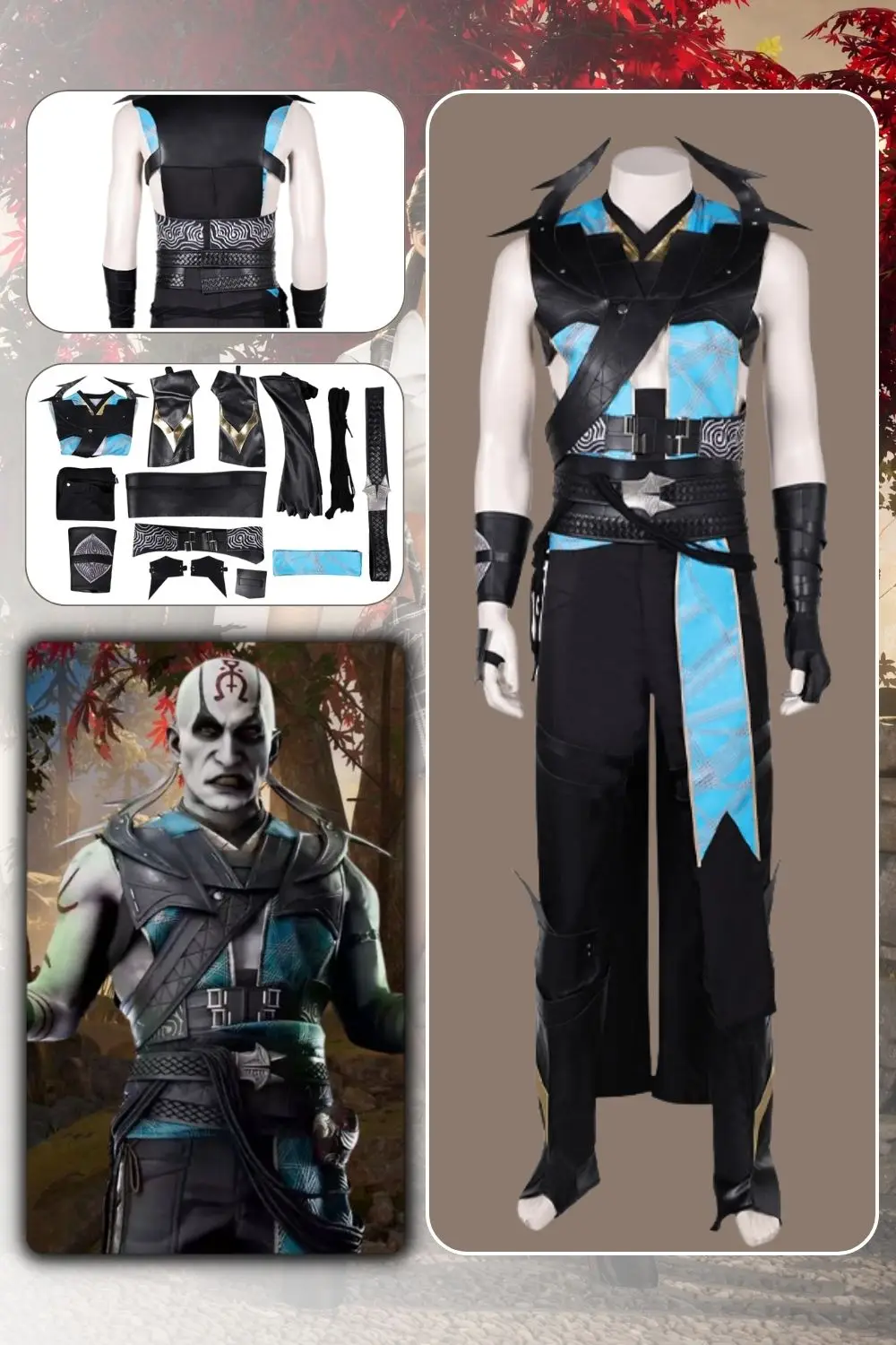 Костюм для косплея Quan chi мужчин и взрослых жилет штаны карнавальный костюм
