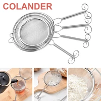 stainless steel flour sieve oil strainer tea strainer mesh with long handle mesh sieve home kitchen tools