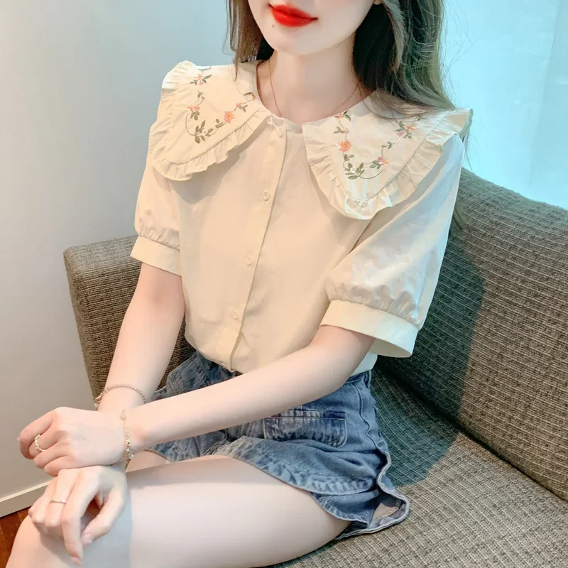 2024 модный вышитый облегающий Женский мягкий Элегантный Простой Топ во
