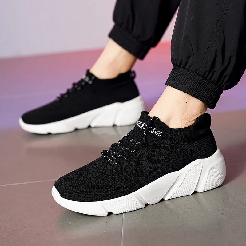 Size 35-47 Hot Cheap Mesh Black Men's Running Sneakers Light Breathable Women Sport Shoes Chunky Comfortable Trainers Shoes Men