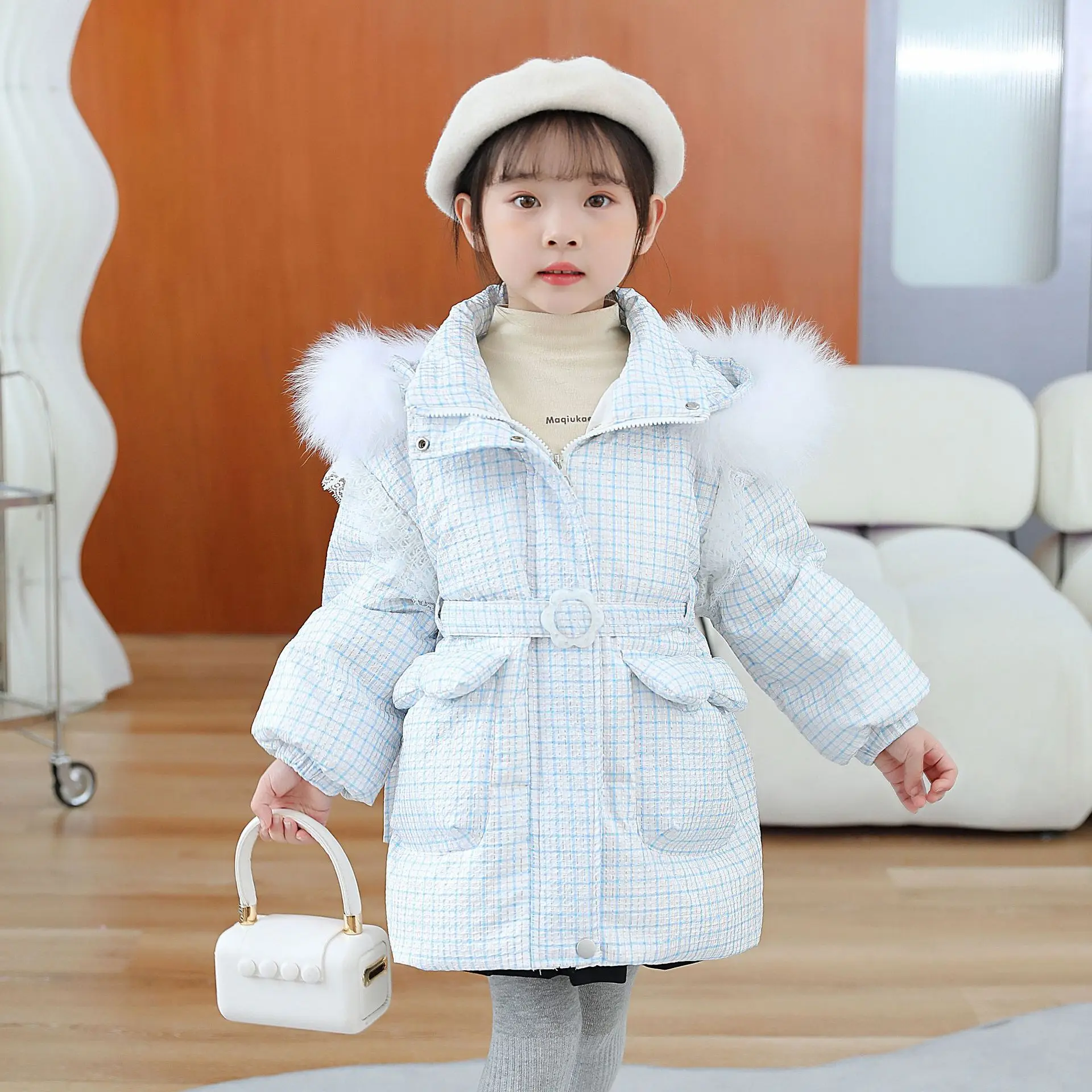 

2022 Korean Autumn Winter Girl Parkas Waterproof Shiny Warm Long Girl Outerwear Coat 3-7 Years Kids Teenage Girl Jacket Outfit