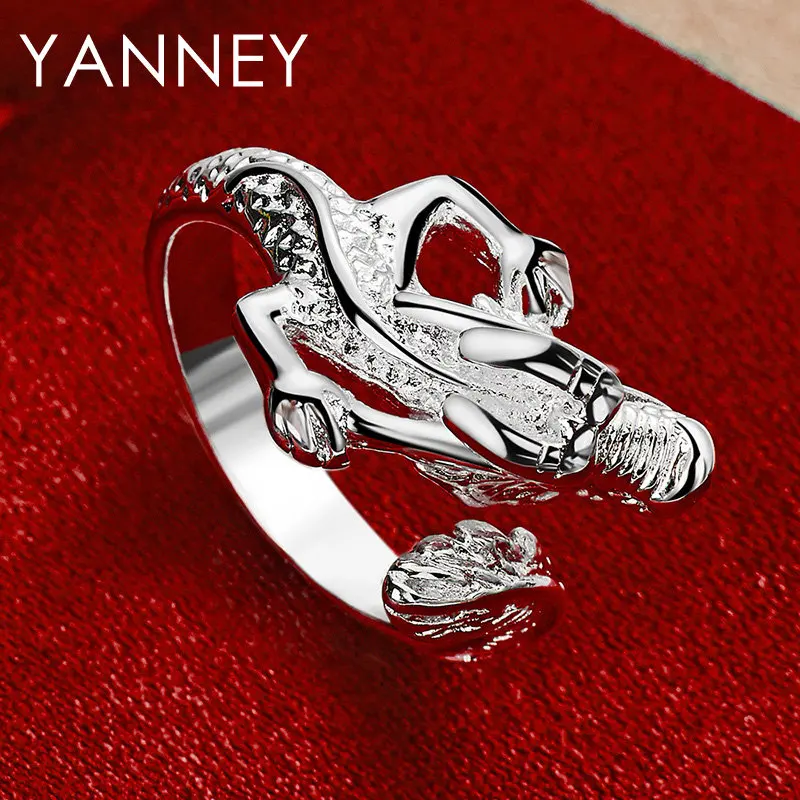 Кольцо из серебра 925 пробы с гравировкой дракона для мужчин и женщин