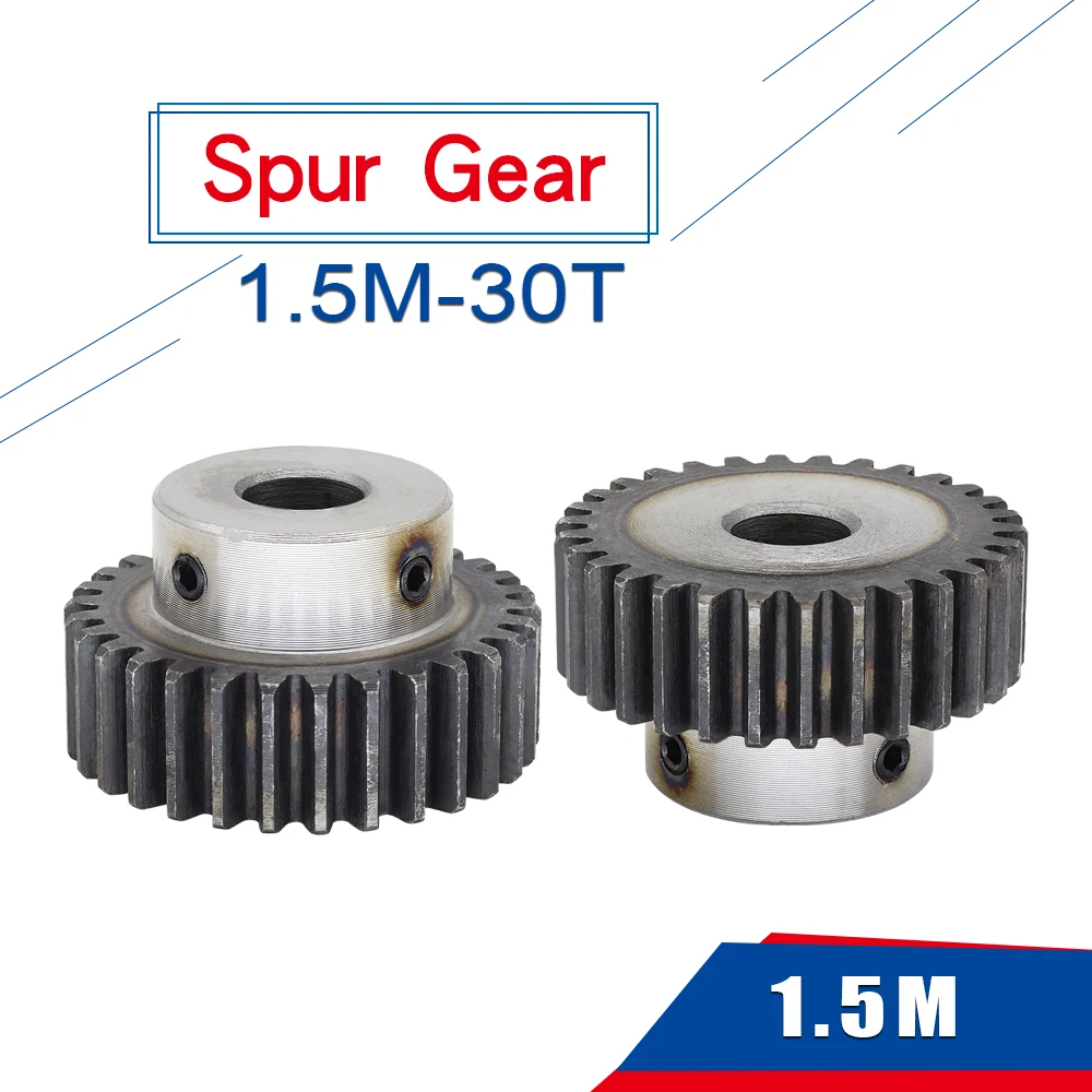 

1 Piece 1.5M30T Spur Gear Bore size 6.35/8/10/12/14/15/16/17mm pinion gear Low Carbon Steel High Quality gear wheel for motor