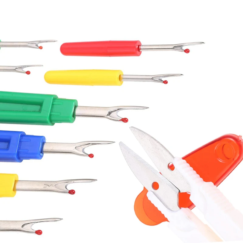 4PCS Seam Ripper Kits Stitch Unpicker Plastic Handle Thread Cutter Scissors for Embroidery Needlework Sewing Supplies - купить по