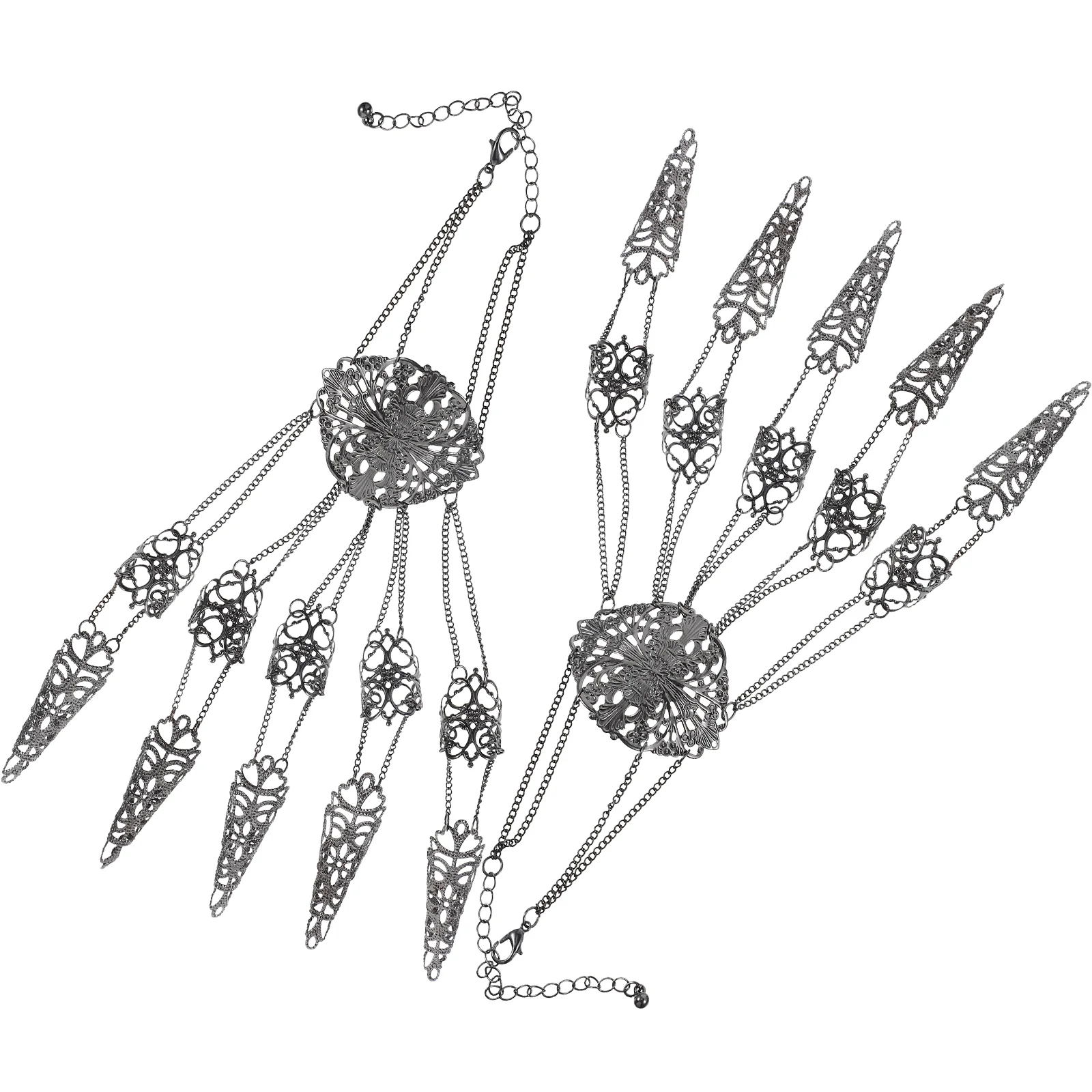 

1 пара браслетов-цепочек с гвоздями для пальцев, готические украшения для рук, аксессуары для костюма