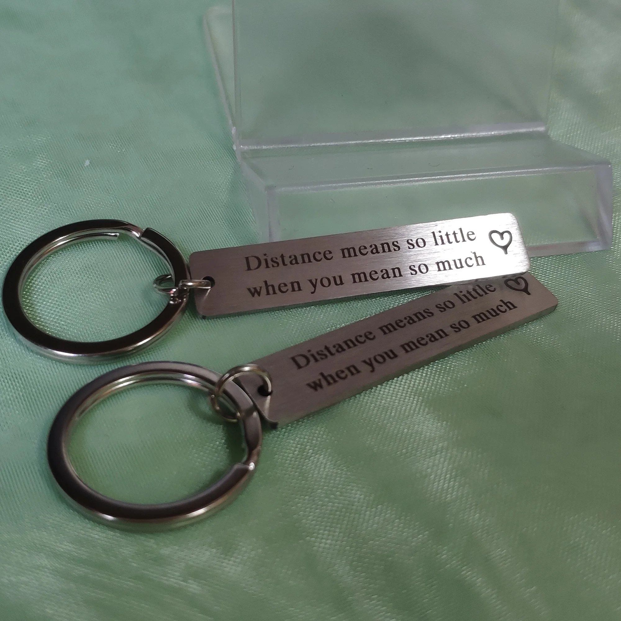 

Boyfriend Girlfriend Keys Holder Stainless Steel Keyring Valentine's Day Distance Means So Little Couple Gift Pendant Ornaments