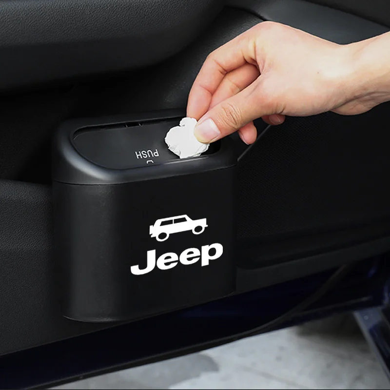 

1pcs Car ABS Square Trash Can Dust Case Storage Box Auto Accessories for Jeep Wrangler Grand Cherokee Compass Renegade Buluo MK7