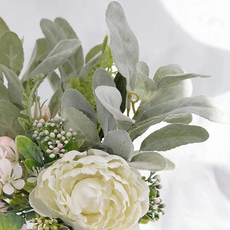 Promotion! Faux Lambs Ear Stems 5Pcs Flocked Artificial Greenery Solid Spray Fake Rabbit Leaves For Home Wedding DIY Craft |
