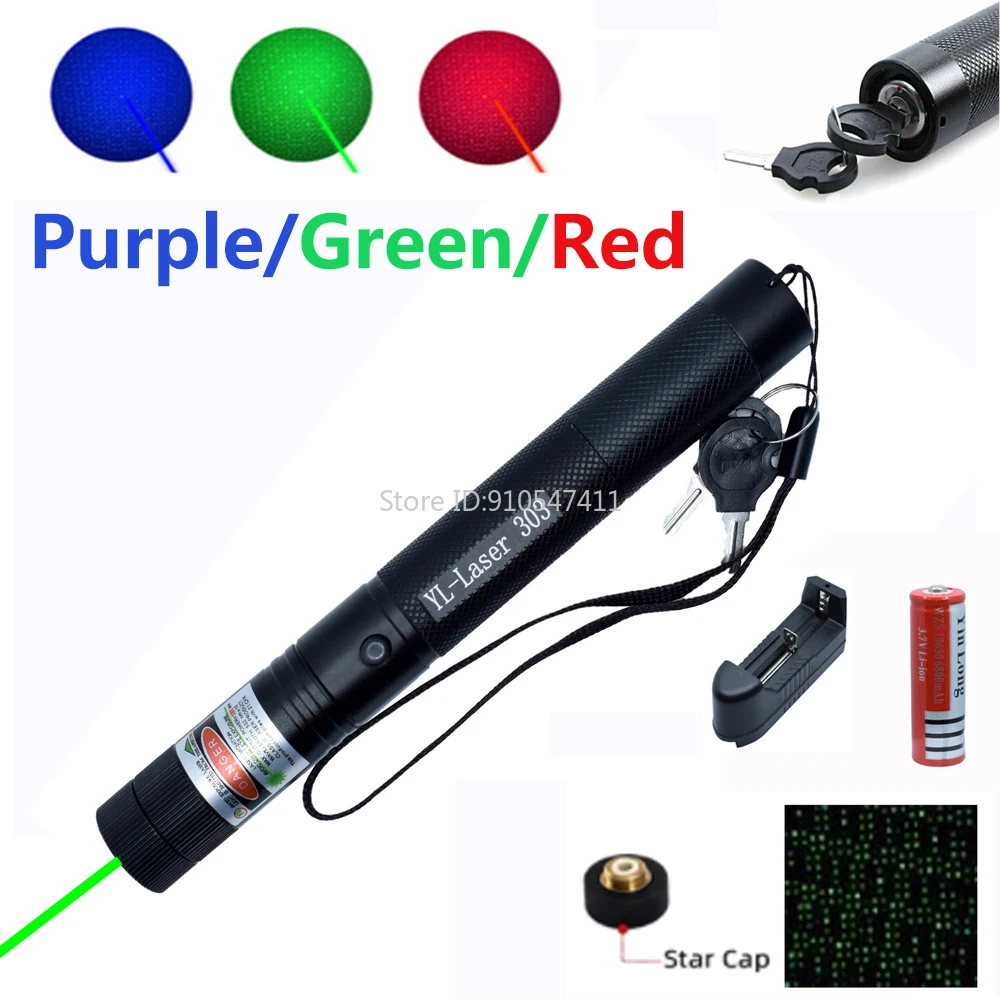 

Tactical 532nm Laser Pointer Green Red Dot 5000m Powerful Laser Burning Adjustable Focus 303 Pen Combination for Hunting