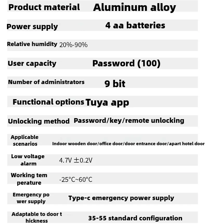 Умный замок Tuya с отпечатками пальцев паролем/ключом полностью автоматический