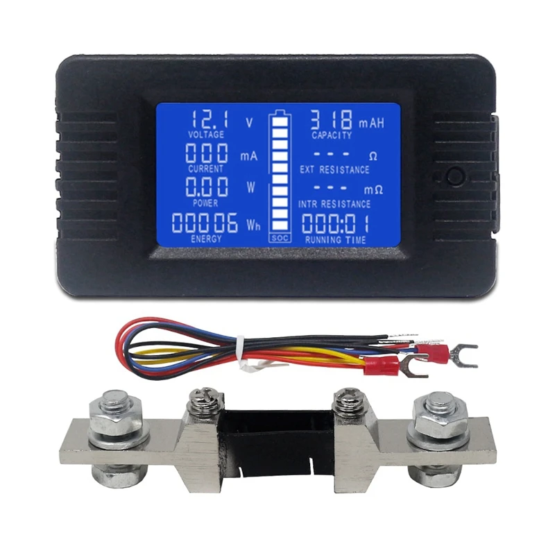 

DC 0-200V Digital Voltmeter Ammeter Car Battery Tester Capacity Resistance Voltage Power Energy Meter Monitor