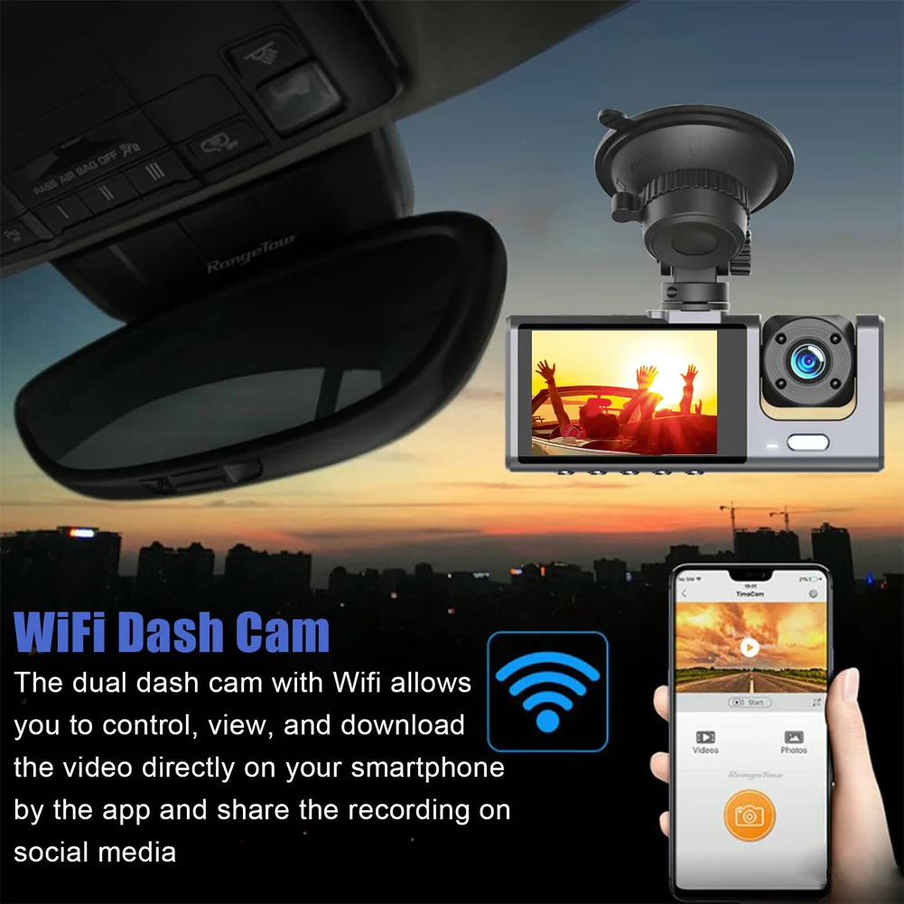 

1080HD Car Front Interior Dash Cam WiFi Car Dashboard Camera Driving Recorder 170° Night Vision G-Sensor 24H Parking Monitor