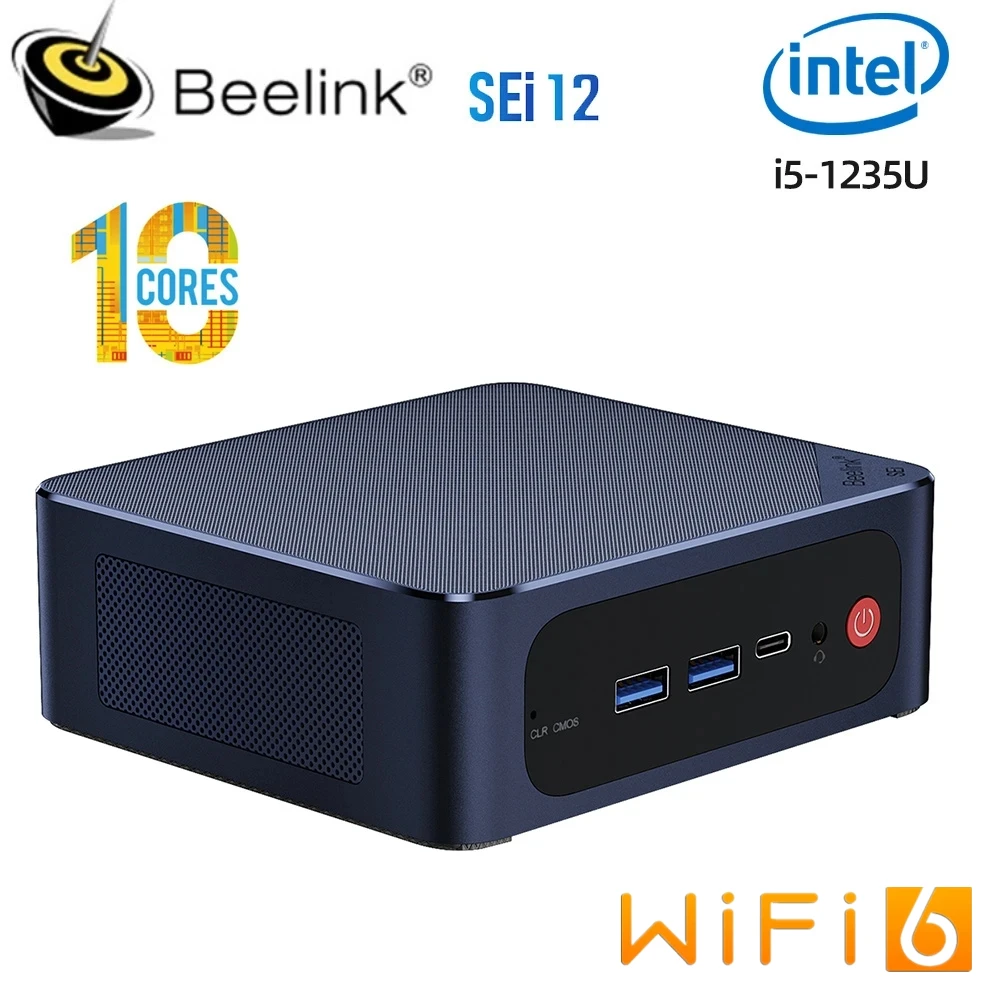 

Beelink SEi 12 Mini PC Intel Core i5 1235U 12th Gen Windows 11 16GB 32GB DDR4 500GB SSD Wifi6 4K 1000M SEi12 Desktop Computer