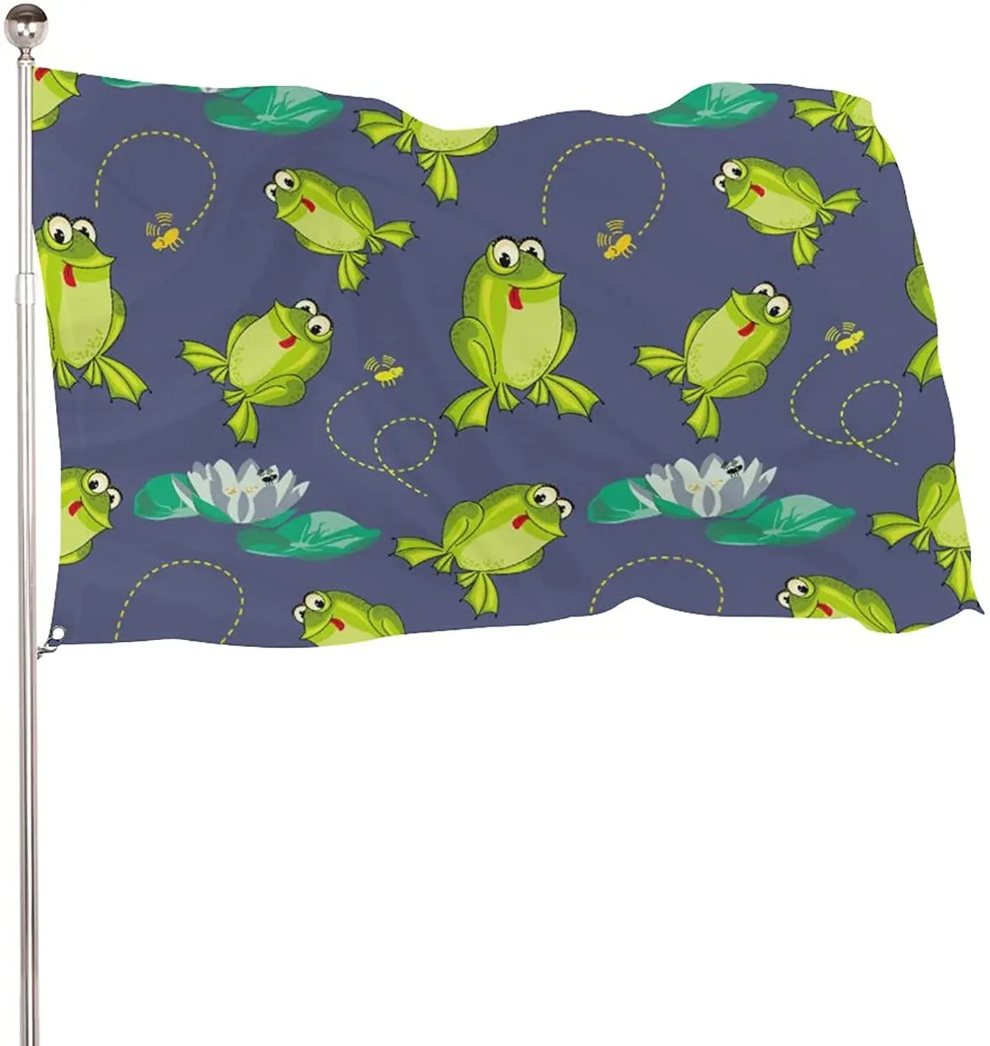 

Frog Love Lotus Pond Outdoor Flag Hanging Standard Banner House Decorative For Yard Garden Lawn Holiday