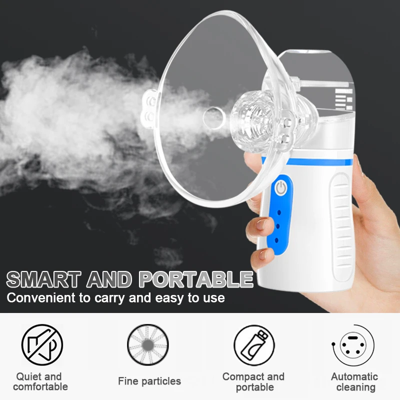 

Портативный ручной небулайзер на вдохе, медицинский бесшумный сетчатый автоматизатор для здоровья, перезаряжаемый небулайзер для детей и взрослых для астмы