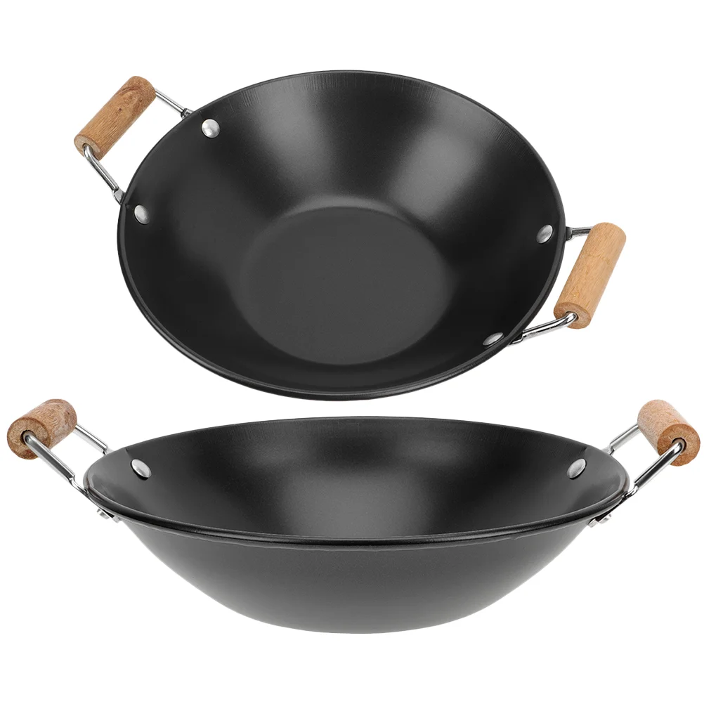 

2pcs Household Cooking Pots Small Hot Pot Thicken Pots with Wooden Handles Pan