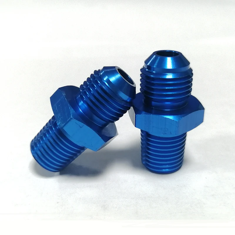 

2x Straight Adapter Aluminum 6 AN to 1/4 NPT Fitting Blue
