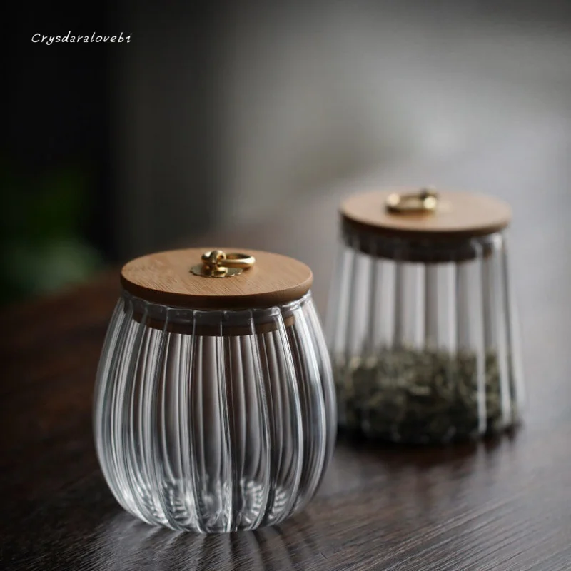 

Japanese Household Sealed Glass Tea Cans Nordic Style Snacks Storage Storage Box Flower Tea Candy