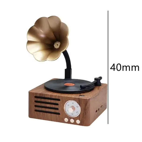Сабвуфер Ретро в форме граммофона Bluetooth-динамик Портативная коробка Беспроводной динамик Открытый для звуковой системы TF FM-радио Музыка MP3